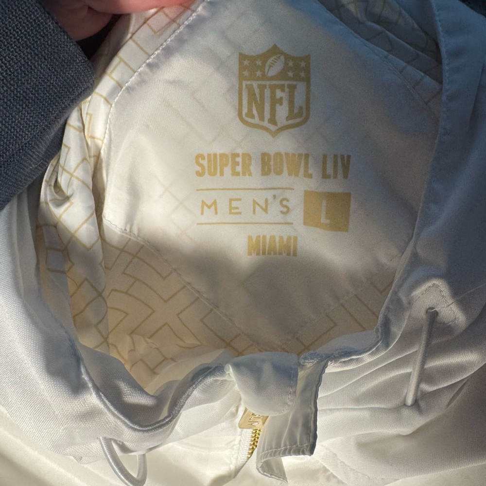 NFL Super Bowl LIV Miami Wind Breaker Staff Jacket Men's Size Large White ⏹️ - Picture 6 of 9